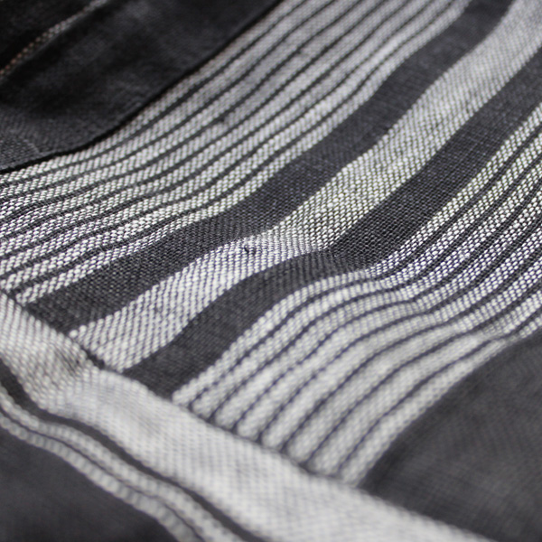 Black striped linen bag detail